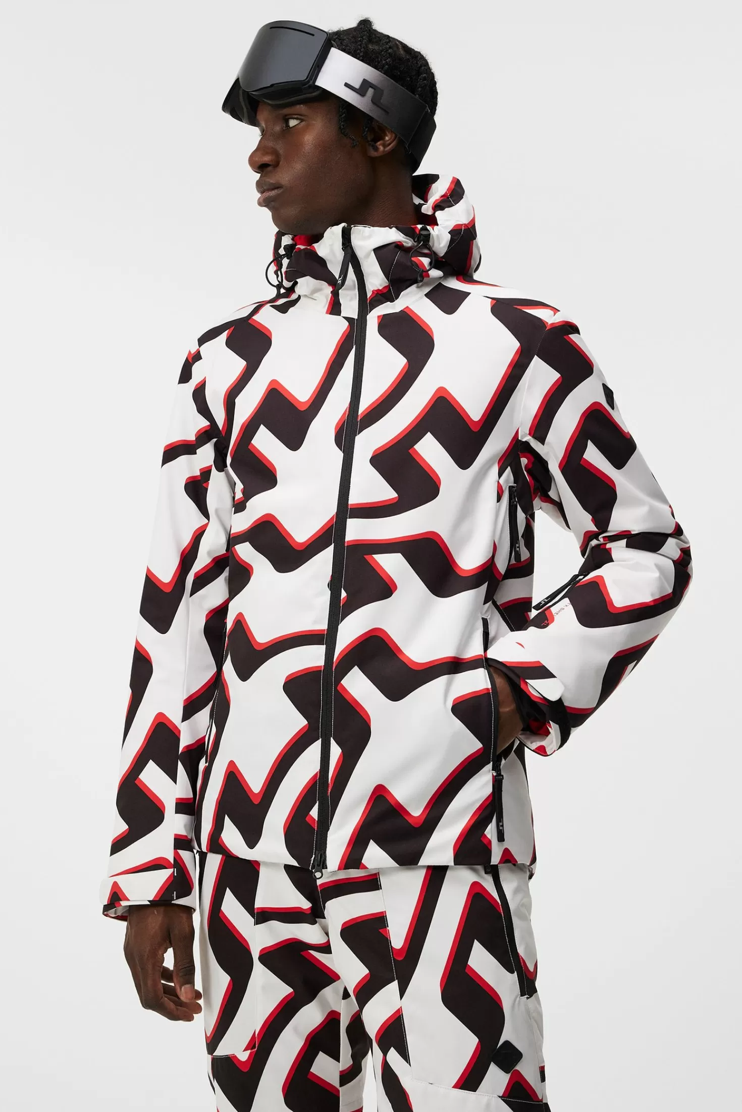 Jackor<J.Lindeberg Ace Jacket Printed Bridge Wave Xl White