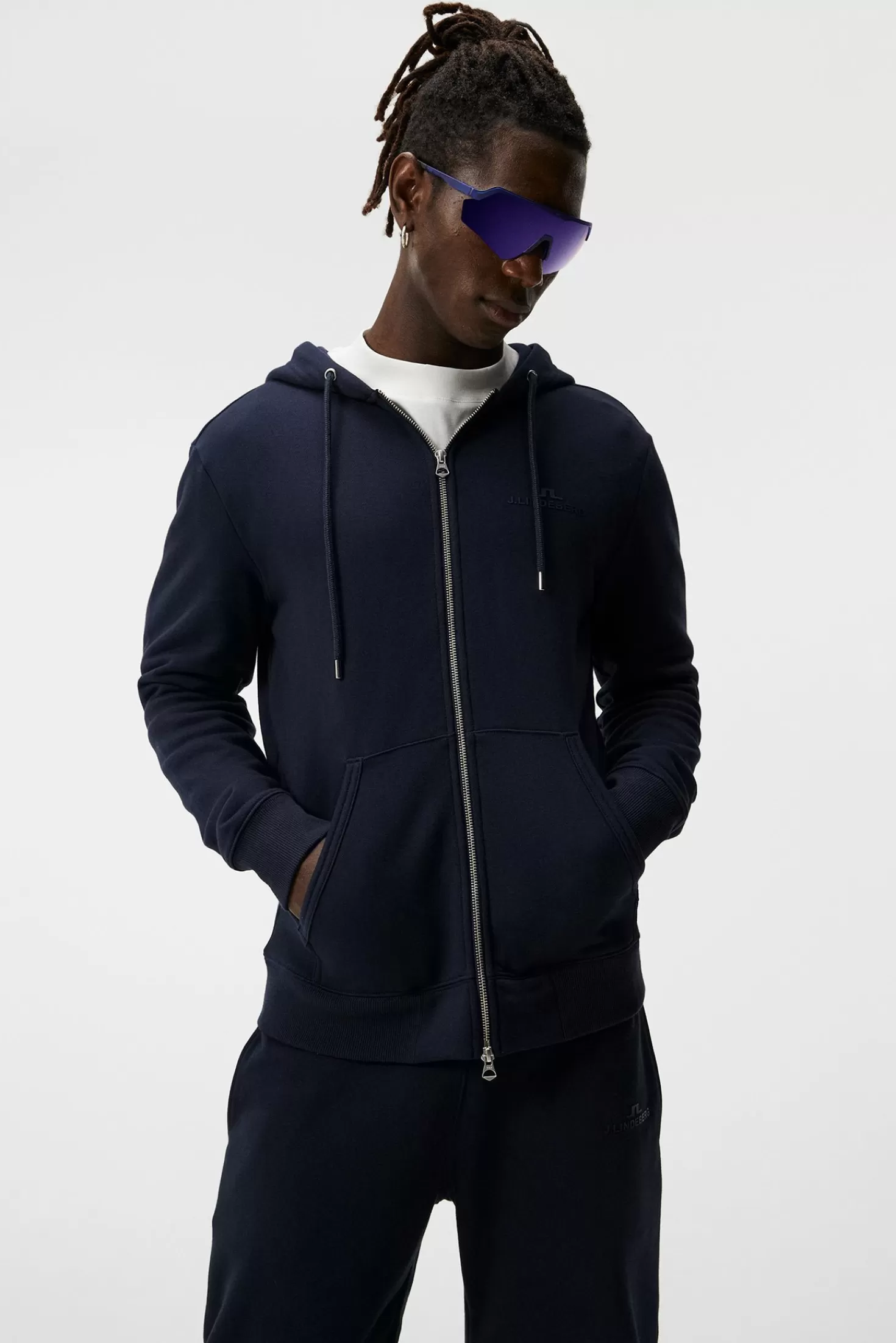 Tröjor | Hoodies<J.Lindeberg Alpha Zip Hood Jl Navy