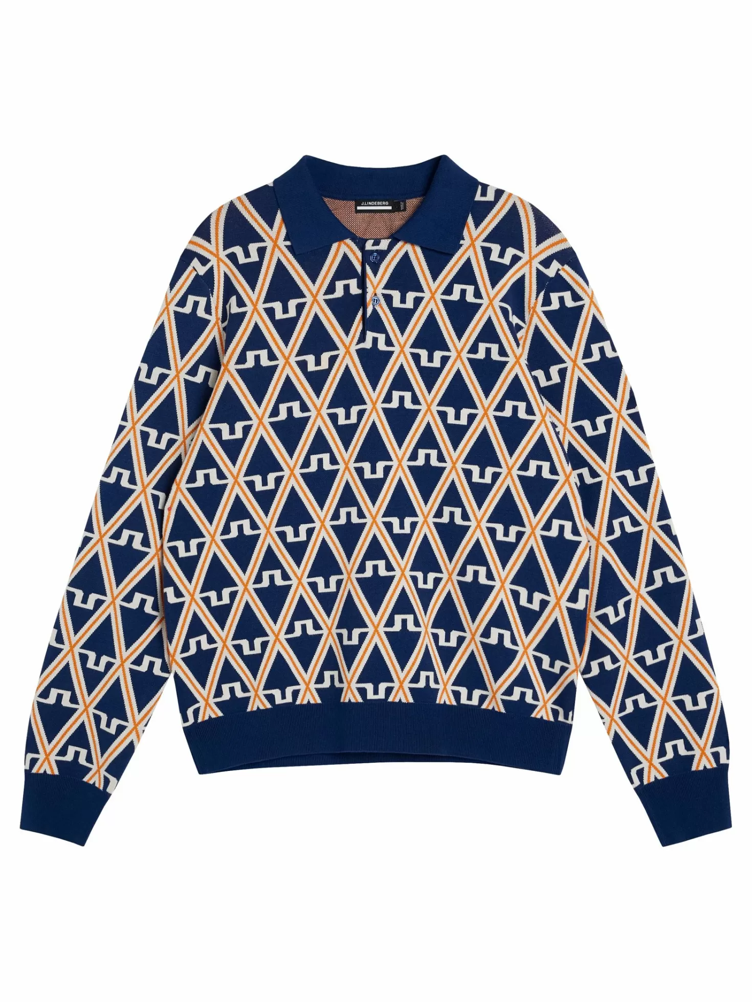 Stickat<J.Lindeberg Benny Knitted Shirt Estate Blue Diamond