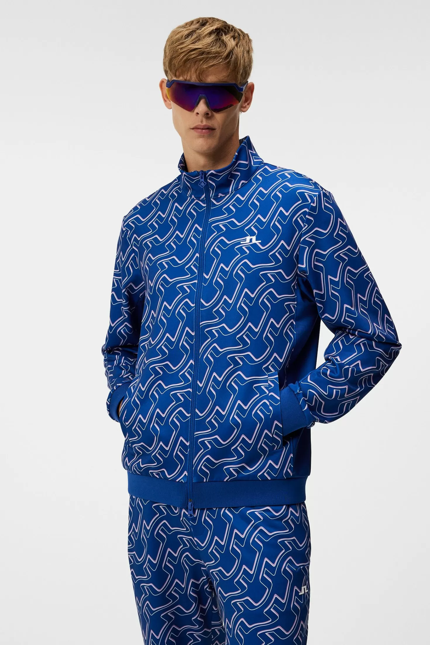 Bas- och mellanlager<J.Lindeberg Callum Print Zip Jacket Outline Bridge Wave Blue