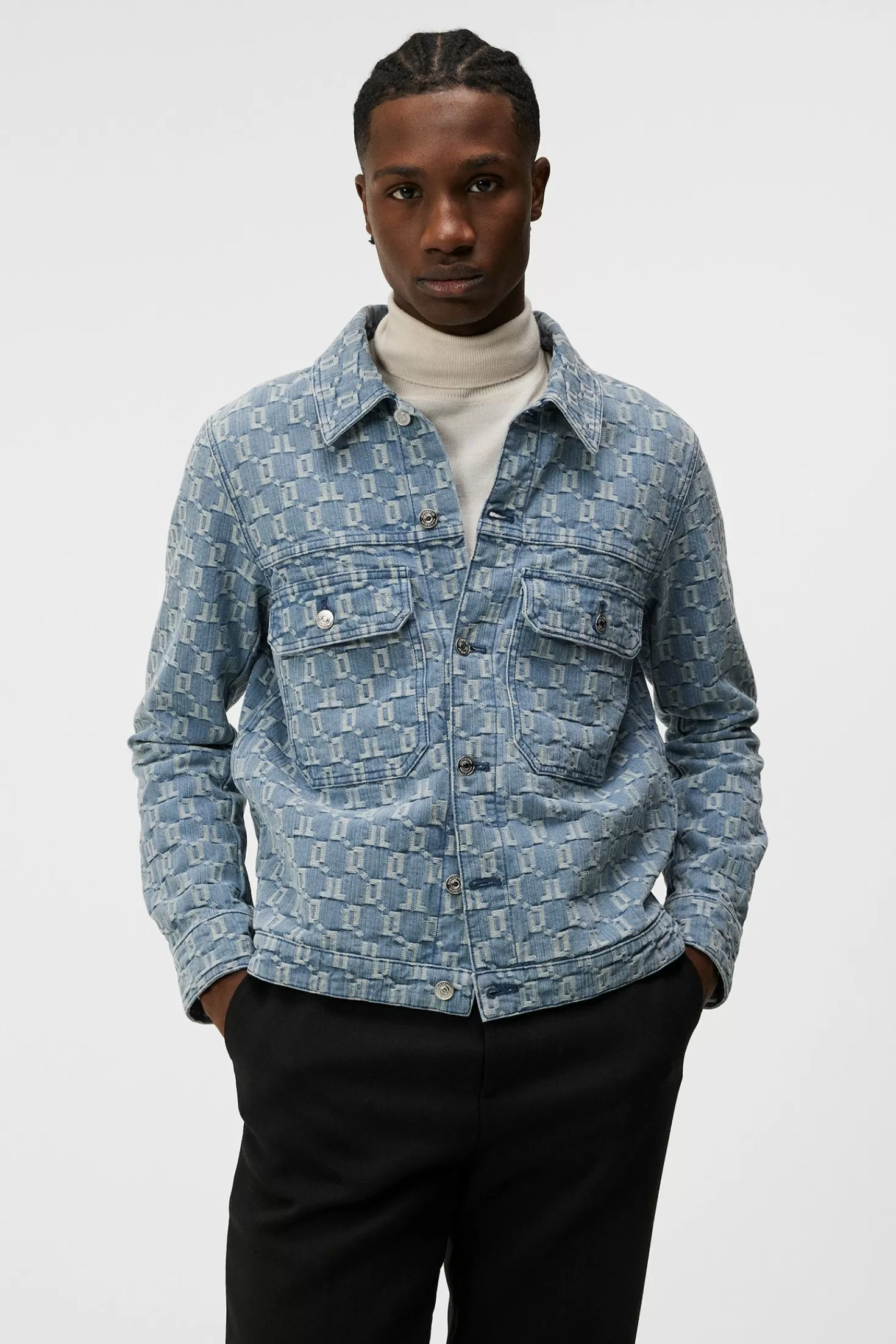 Jackor<J.Lindeberg Cam Jacquard Denim Jacket Mid Blue