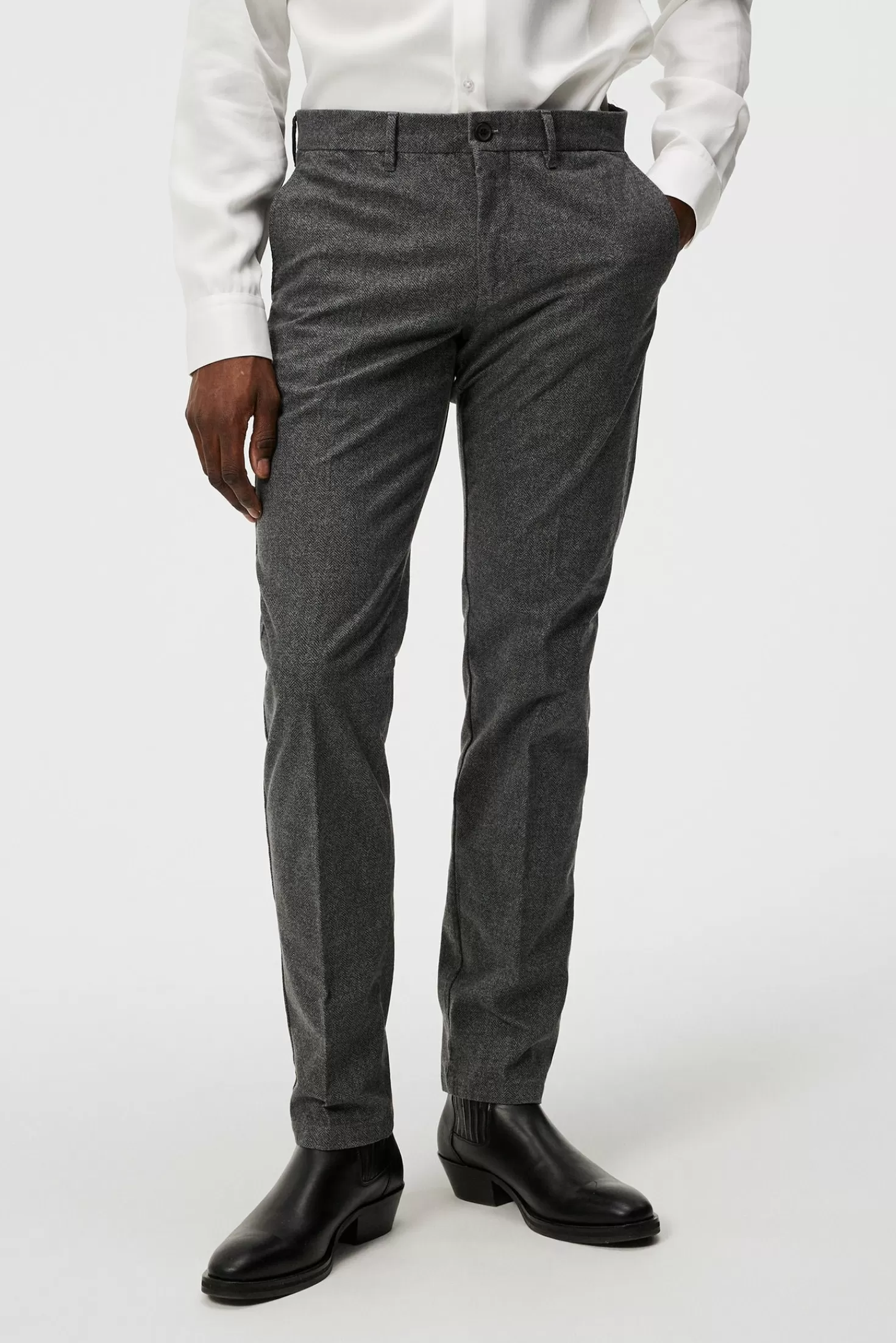 Skräddarsydda byxor | Byxor<J.Lindeberg Chaze Herringbone Flex Pants Dark Grey