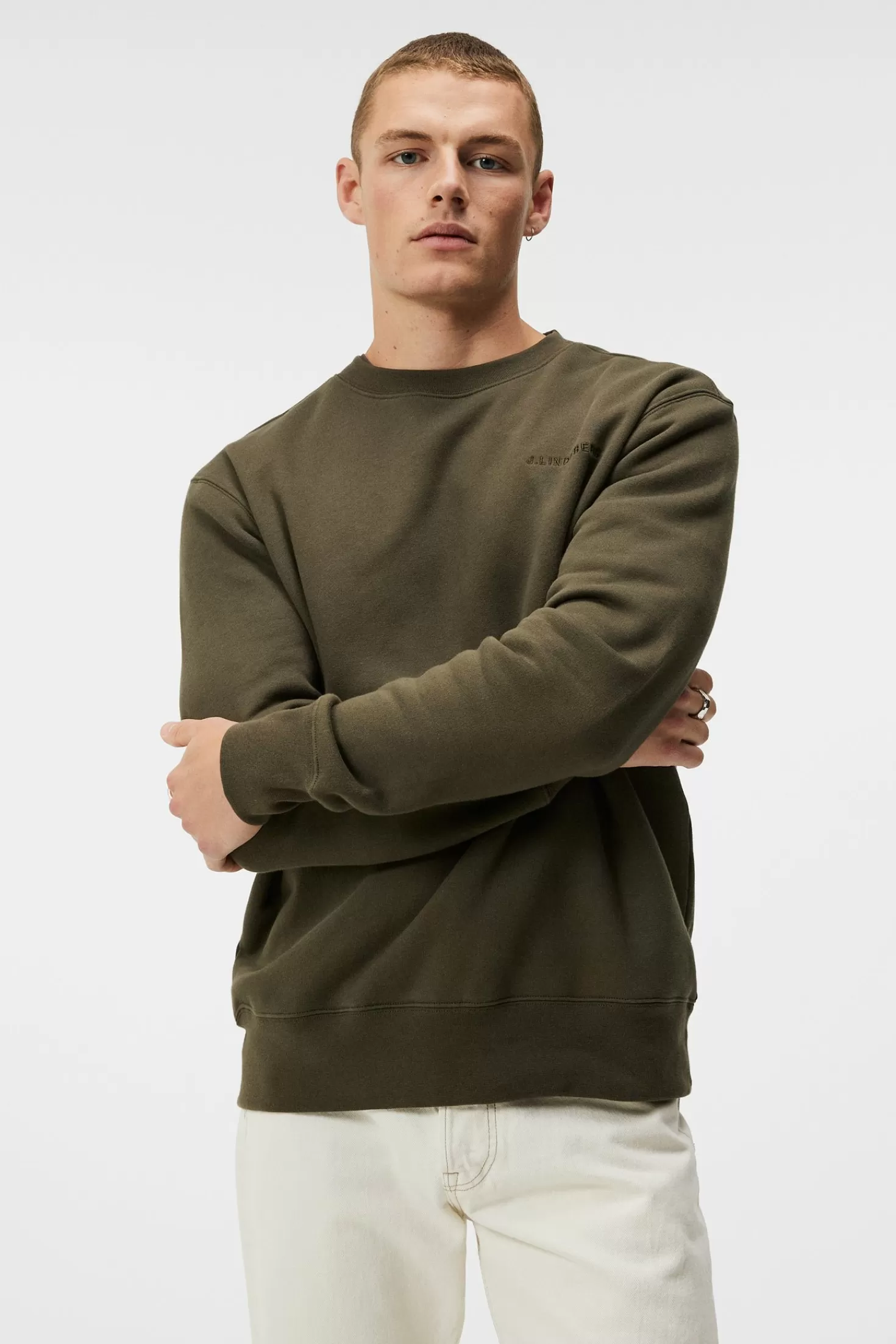 Tröjor | Stickat<J.Lindeberg Chip Crew Neck Sweatshirt Forest Green