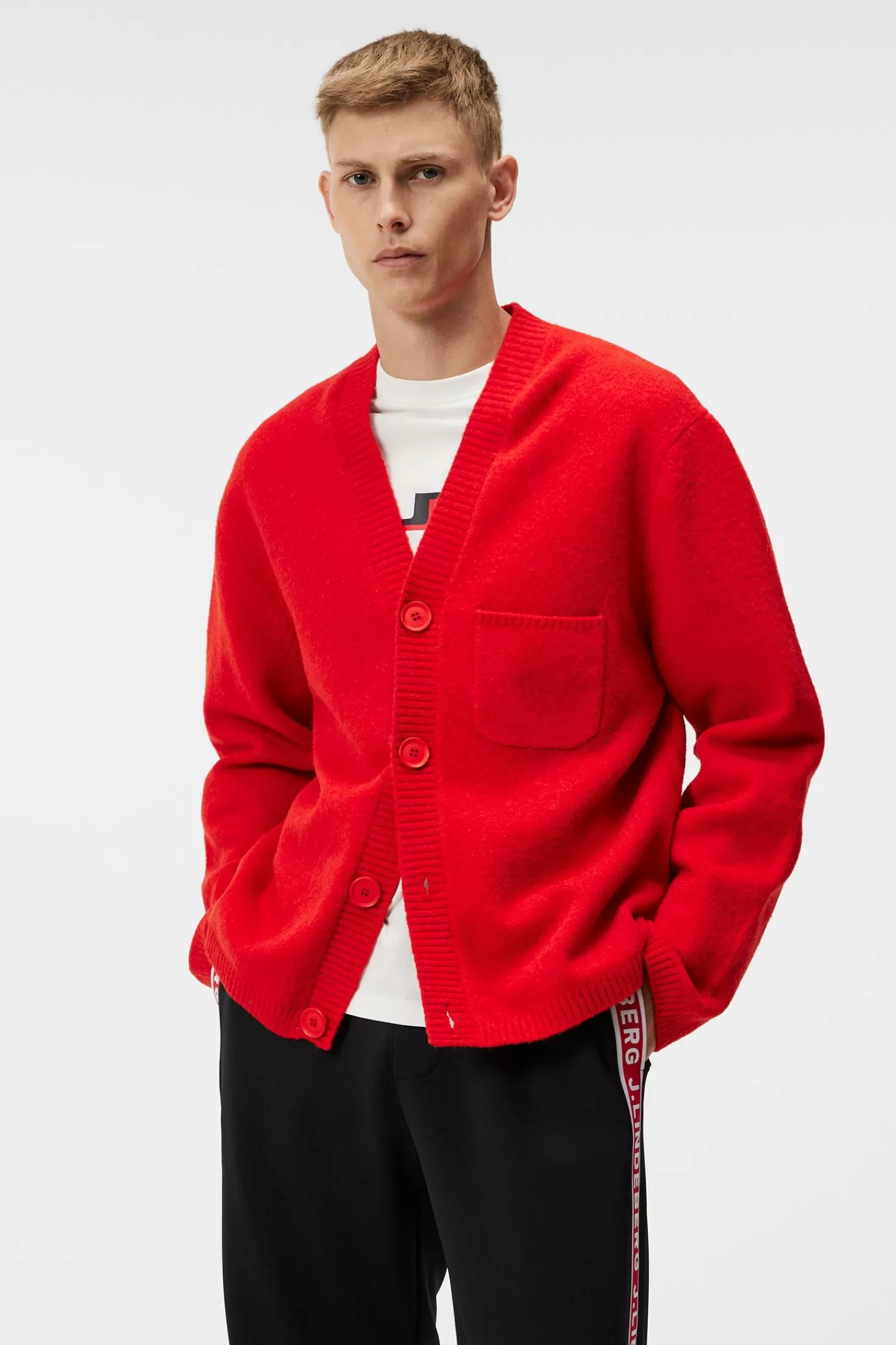 Stickat<J.Lindeberg Clarke Knitted Cardigan Fiery Red