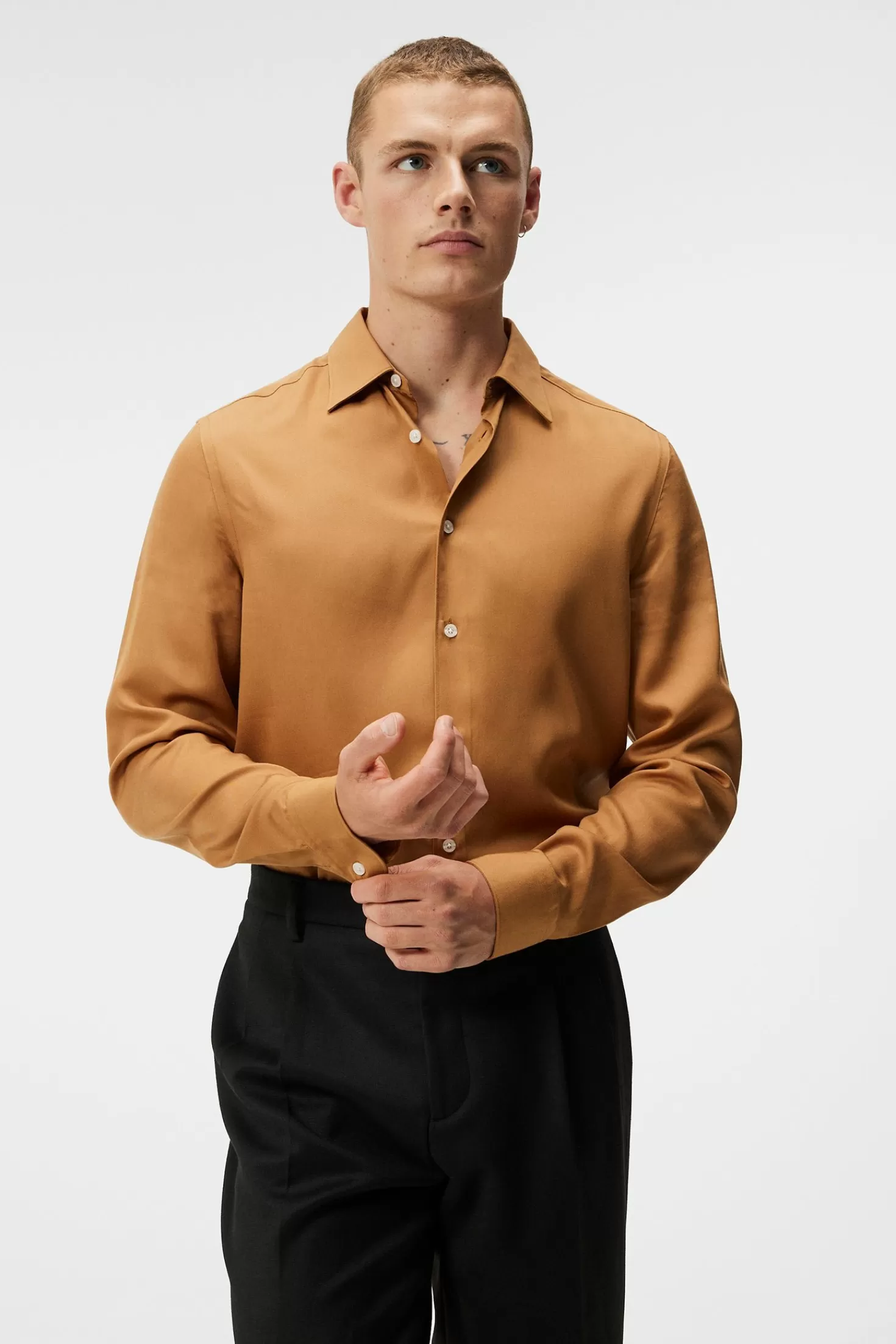 Skjortor<J.Lindeberg Comfort Tencel Slim Shirt Cloud White