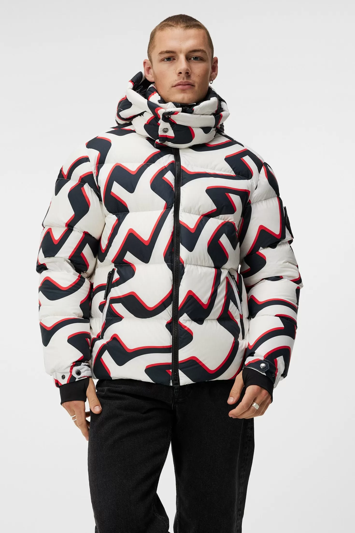 Jackor<J.Lindeberg Creek Down Jacket Printed Bridge Wave Xl White