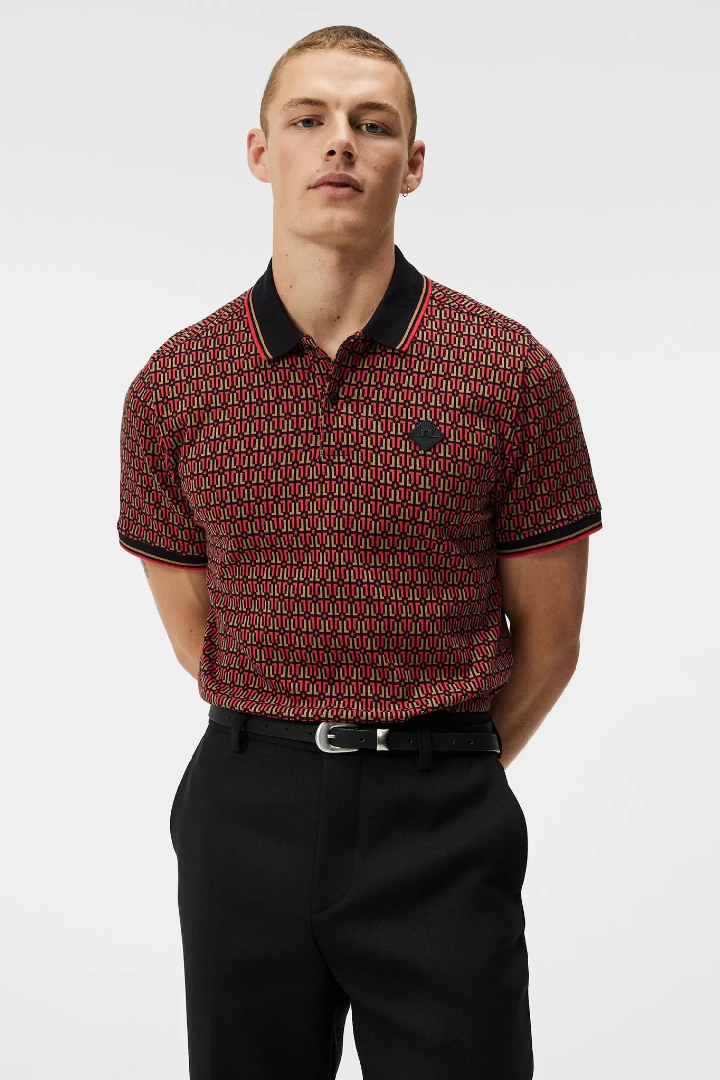 Polotröjor<J.Lindeberg Deklan Jacquard Polo Black