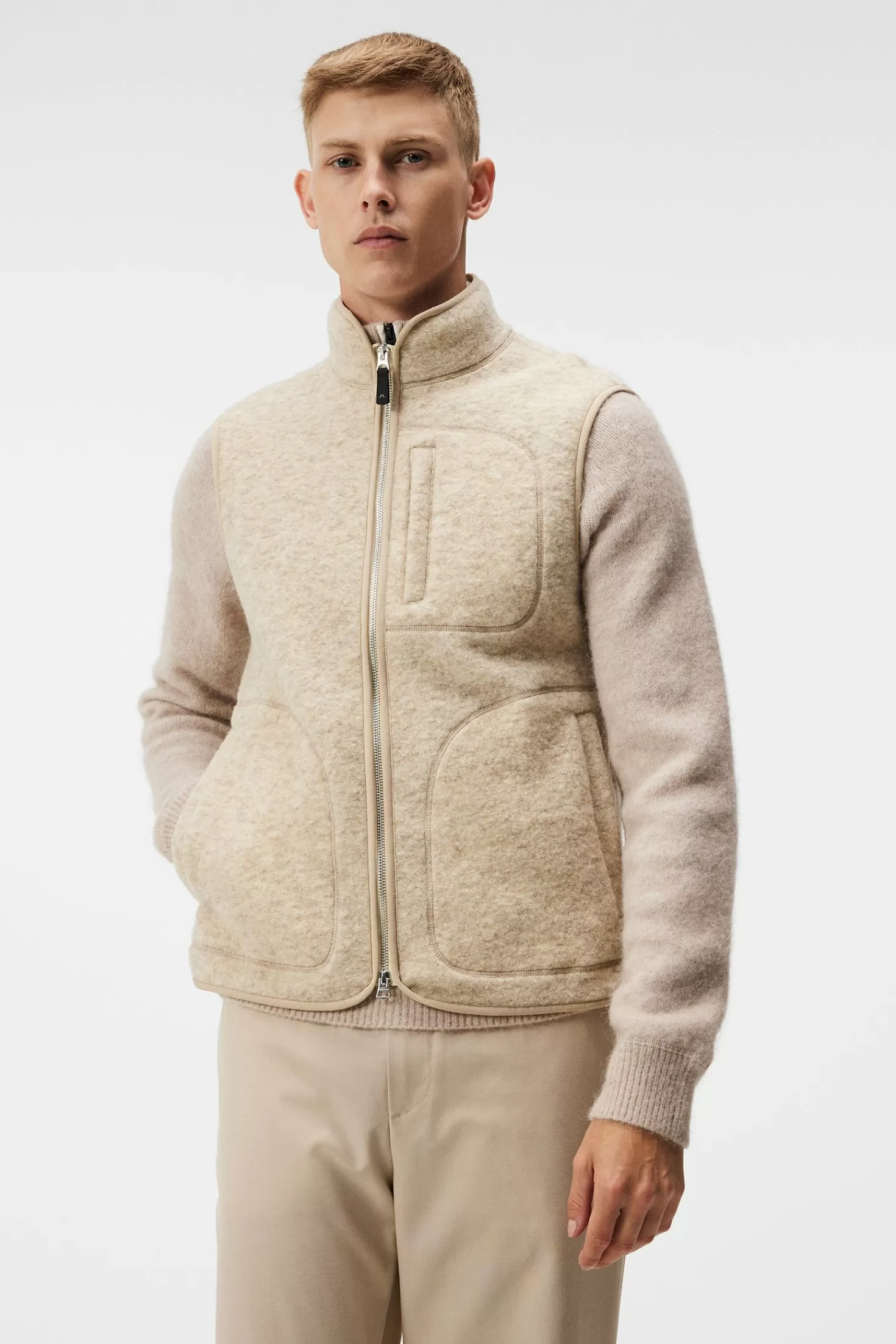 Jackor | Gilets<J.Lindeberg Duncan Wool Fleece Vest Oyster Gray