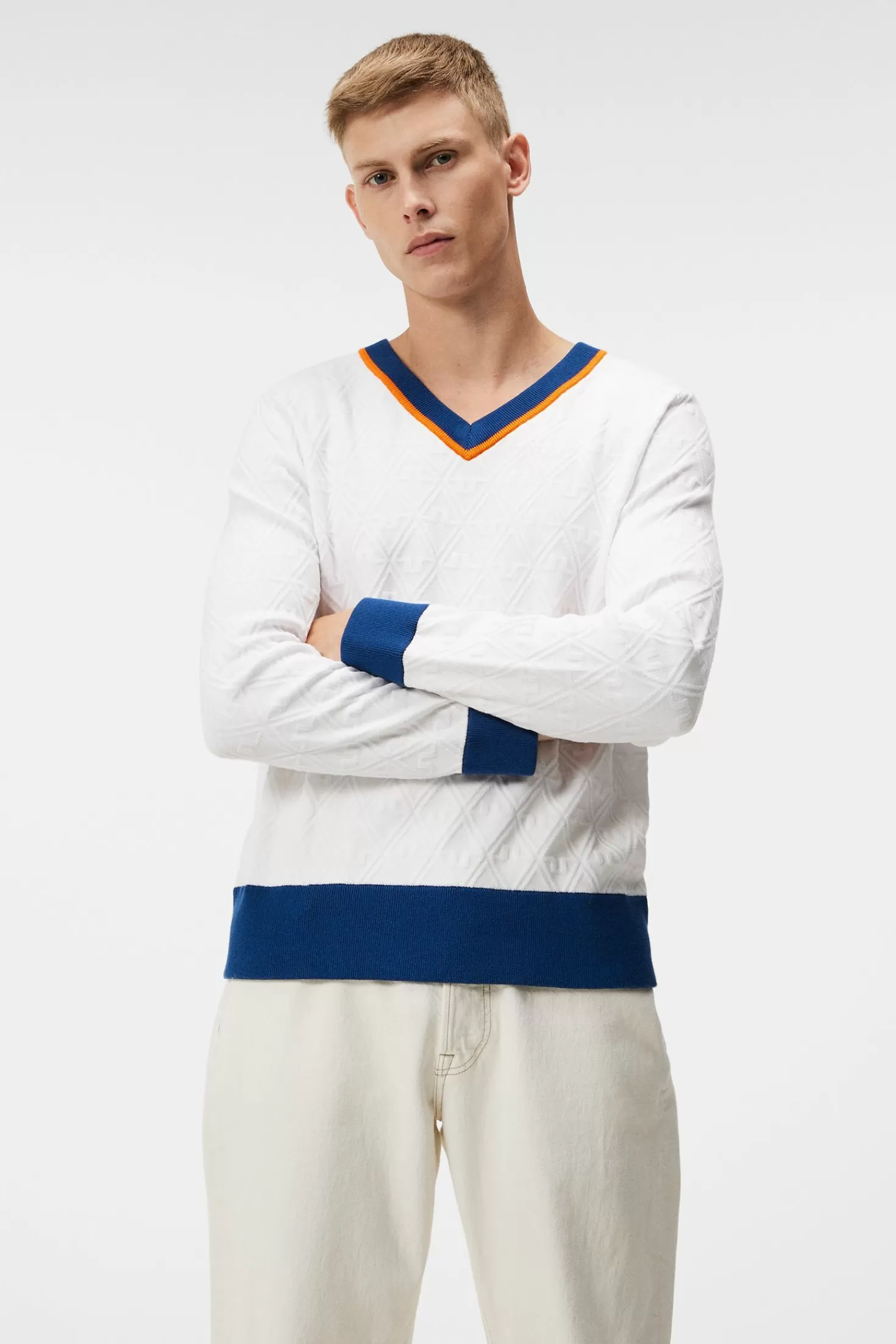 Stickat<J.Lindeberg Finely Knitted Sweater White