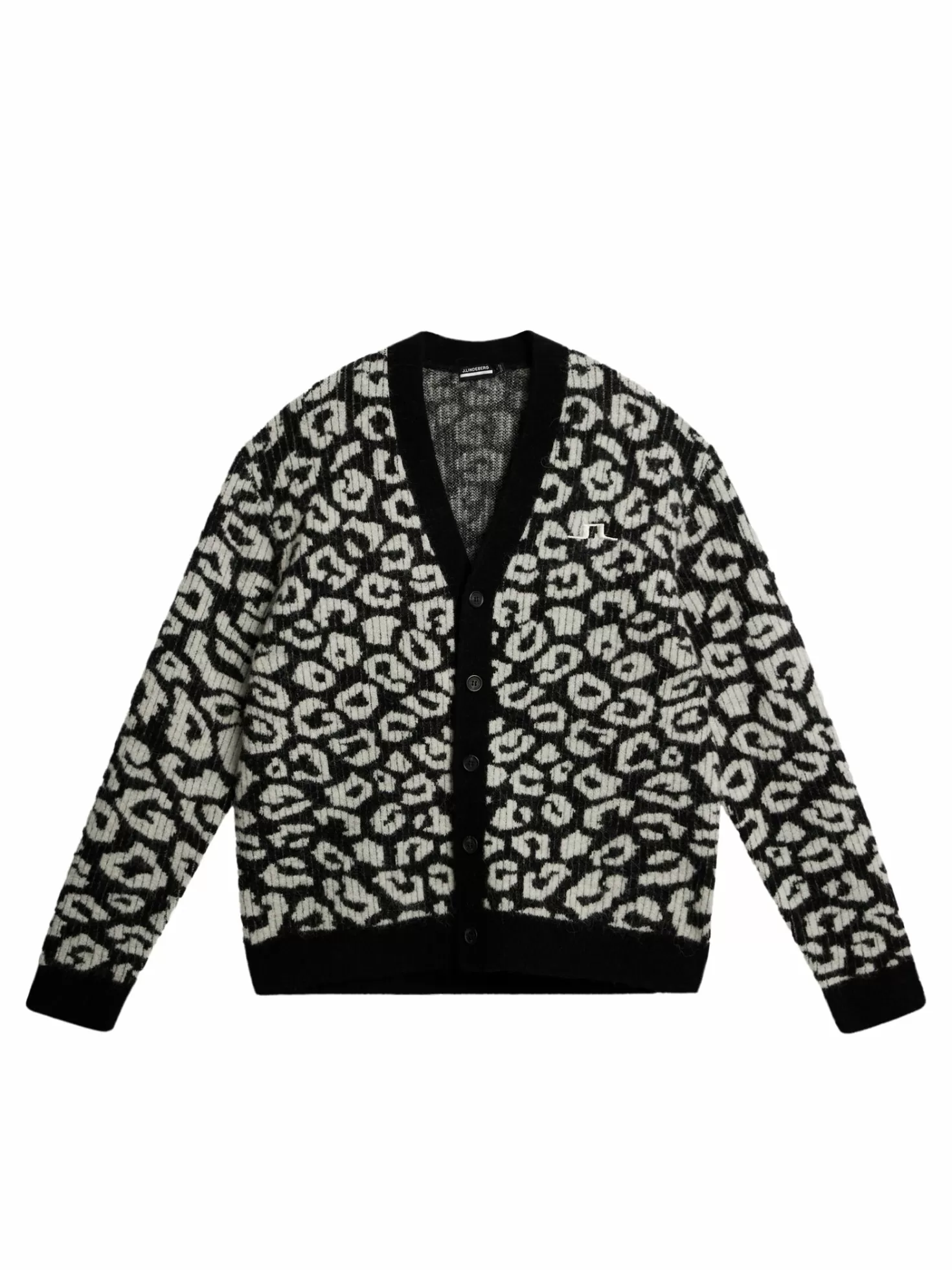 Stickat<J.Lindeberg Frederic Jacquard Cardigan Bw Leopard