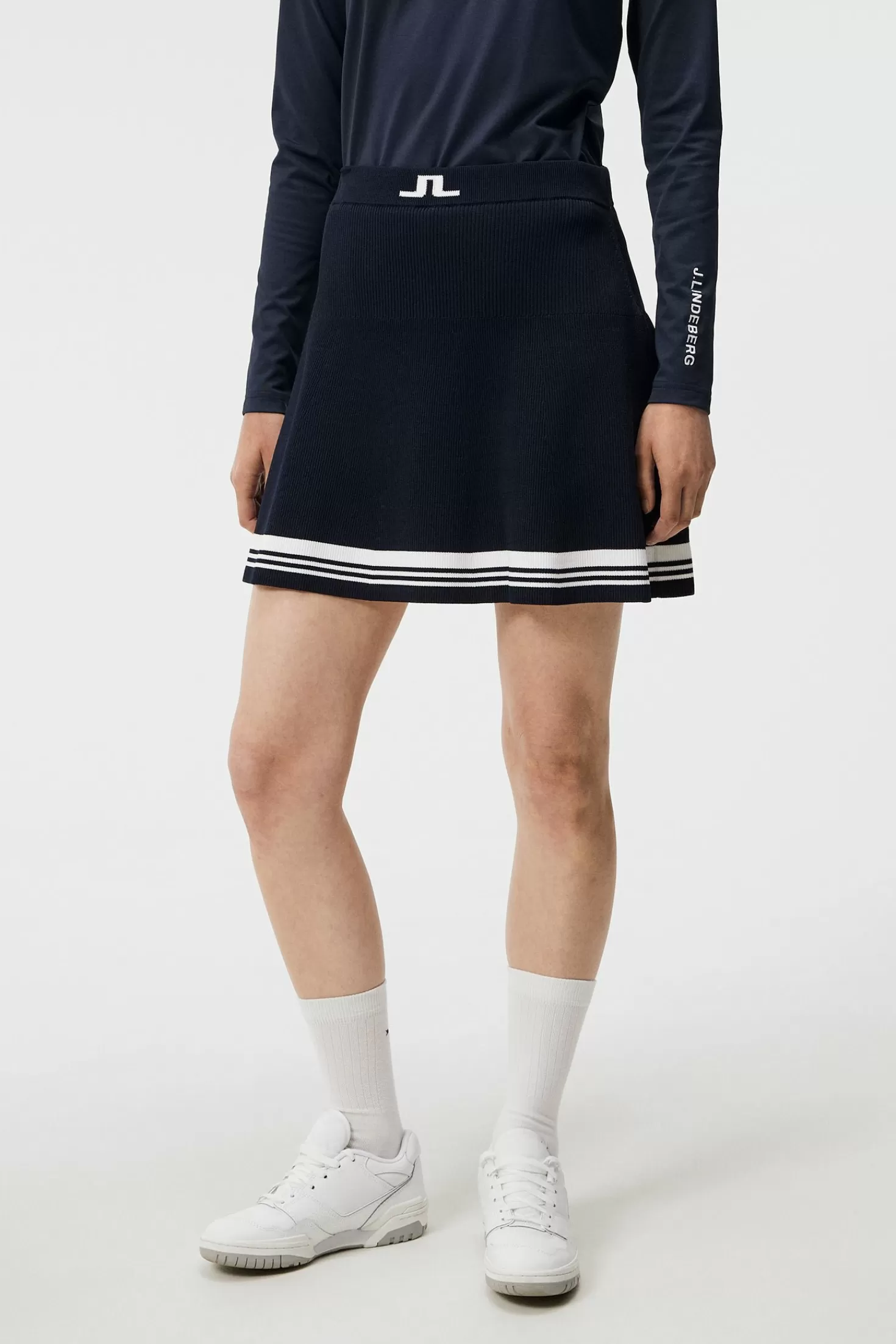 Kjolar<J.Lindeberg Frida Stripe Knitted Skirt Jl Navy