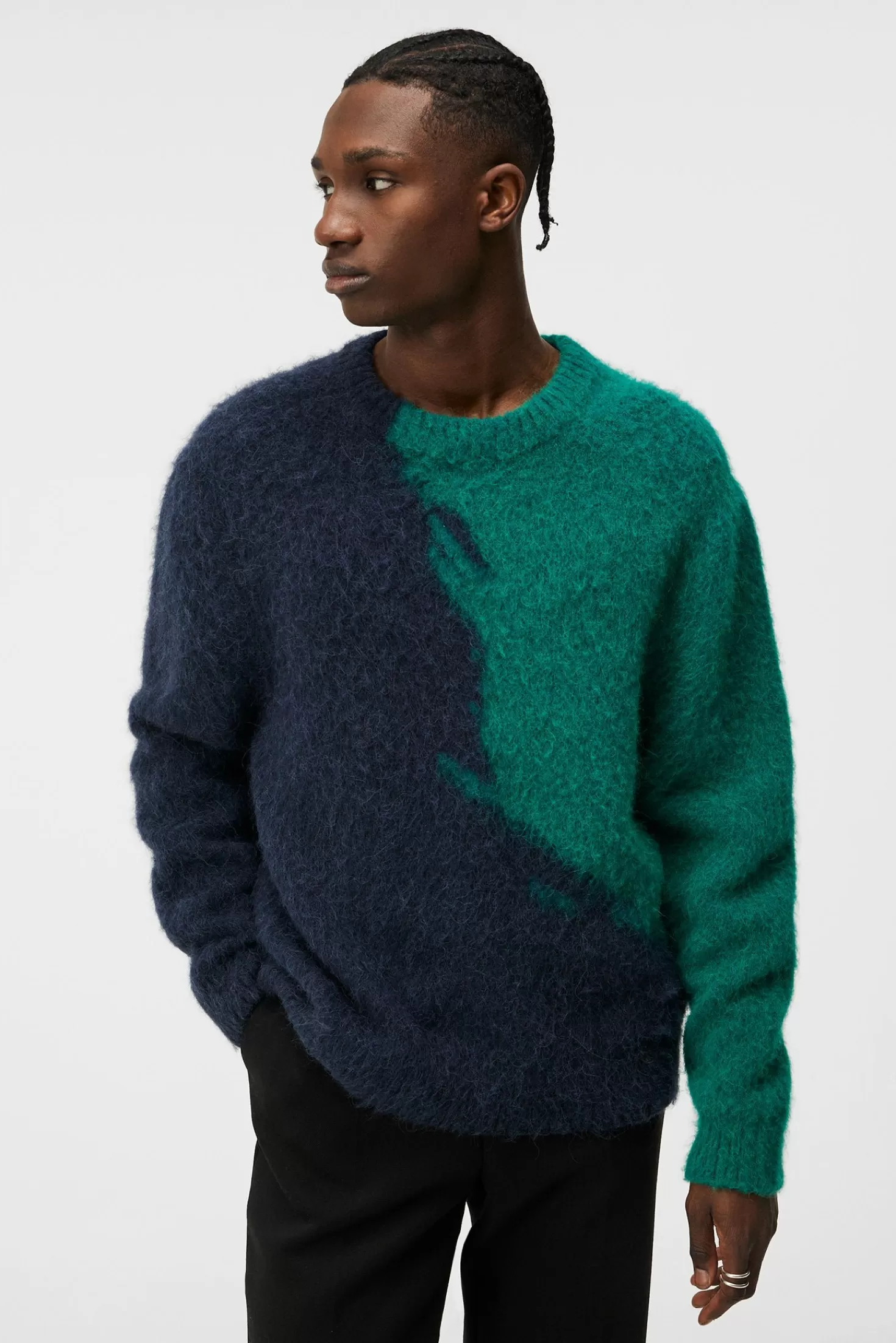 Stickat<J.Lindeberg Garmisch Hairy Knit Sweater Proud Peacock