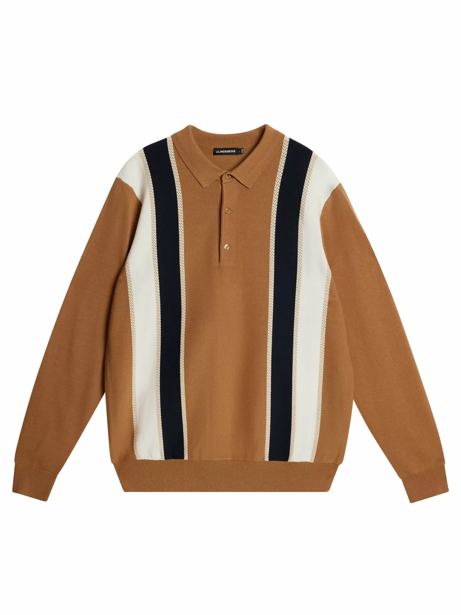 Stickat<J.Lindeberg Heden Striped Knitted Polo Chipmunk