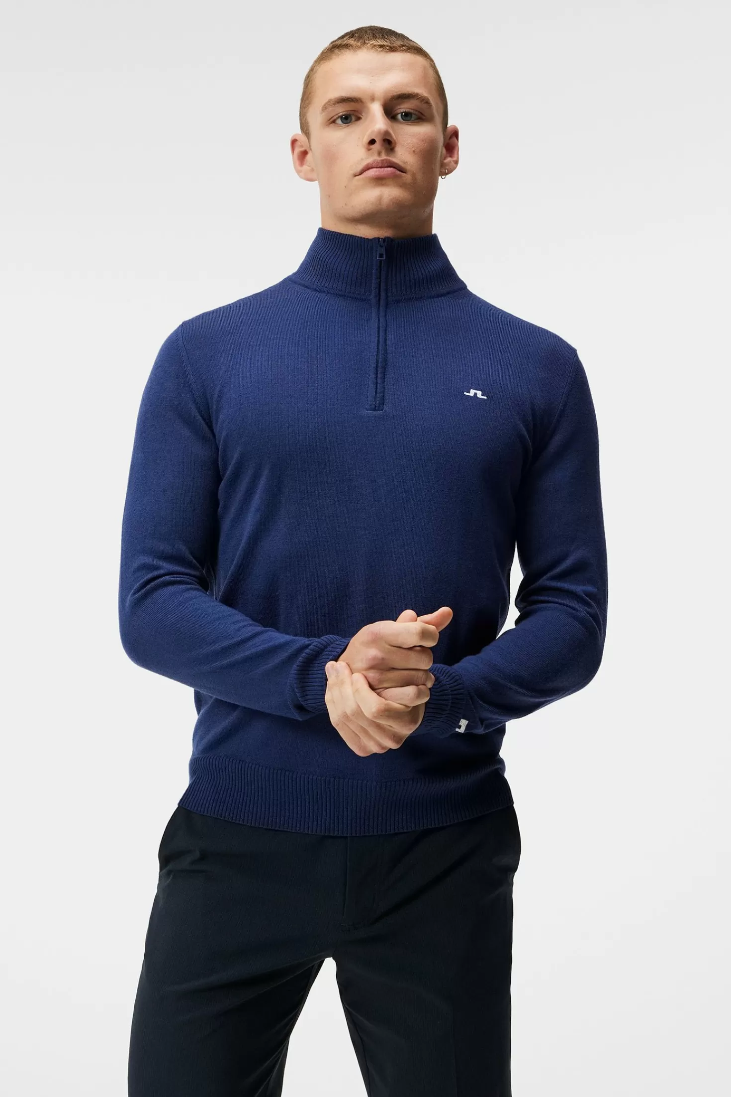 Stickat<J.Lindeberg Kian Zipped Sweater Estate Blue