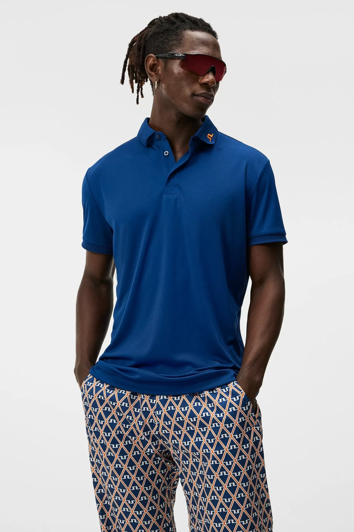 Polotröjor<J.Lindeberg Kv Regular Fit Print Polo Estate Blue Diamond