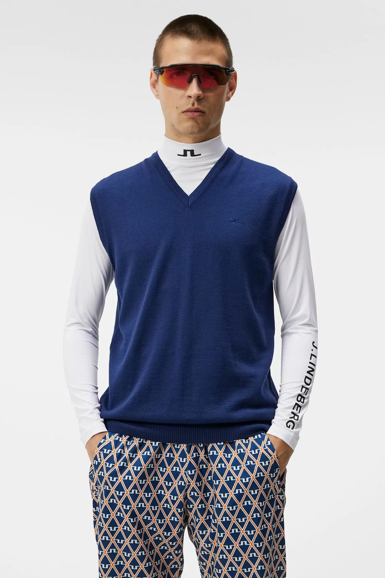 Stickat<J.Lindeberg Liam Knitted Vest Estate Blue