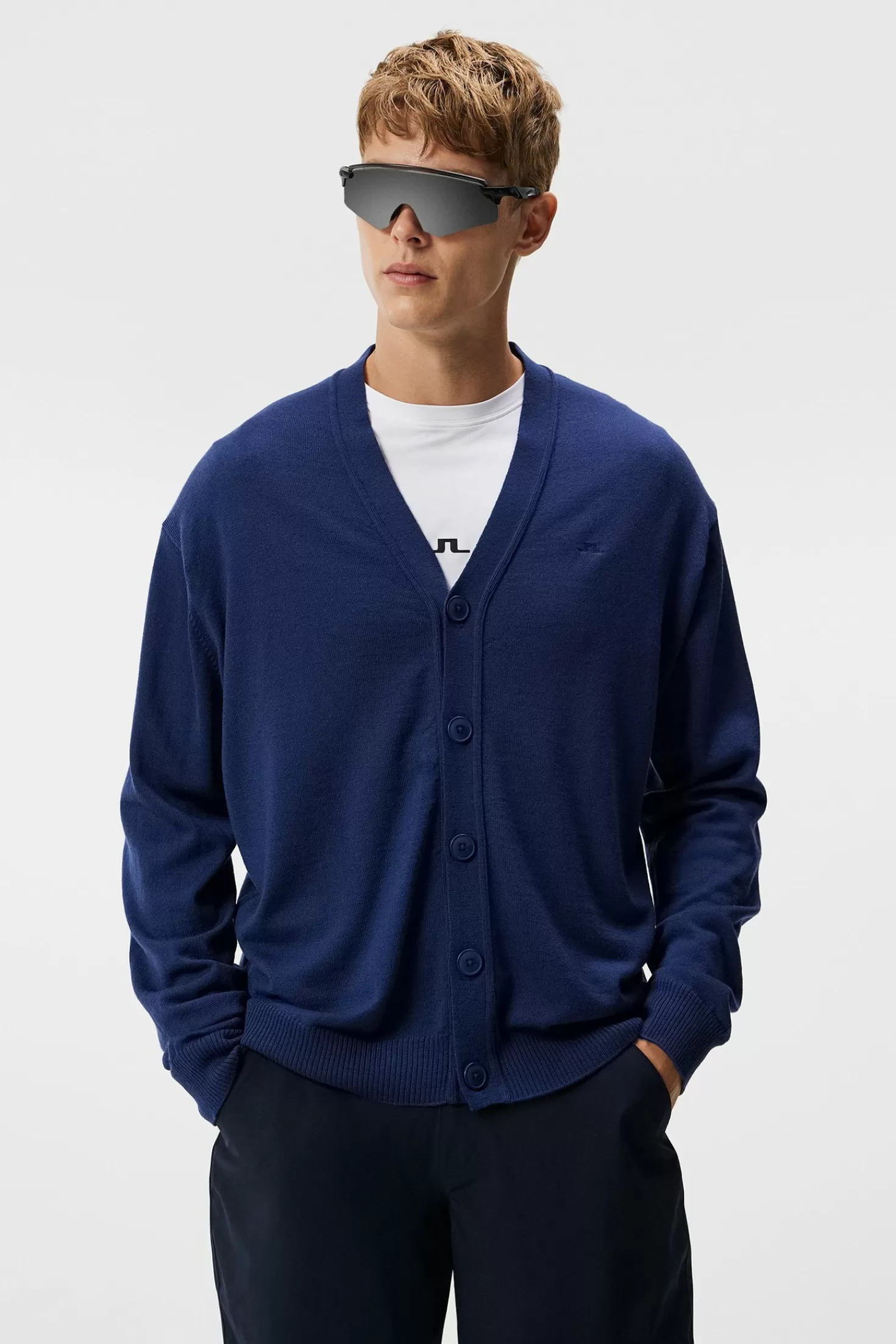 Stickat<J.Lindeberg Lucas Knitted Cardigan Estate Blue