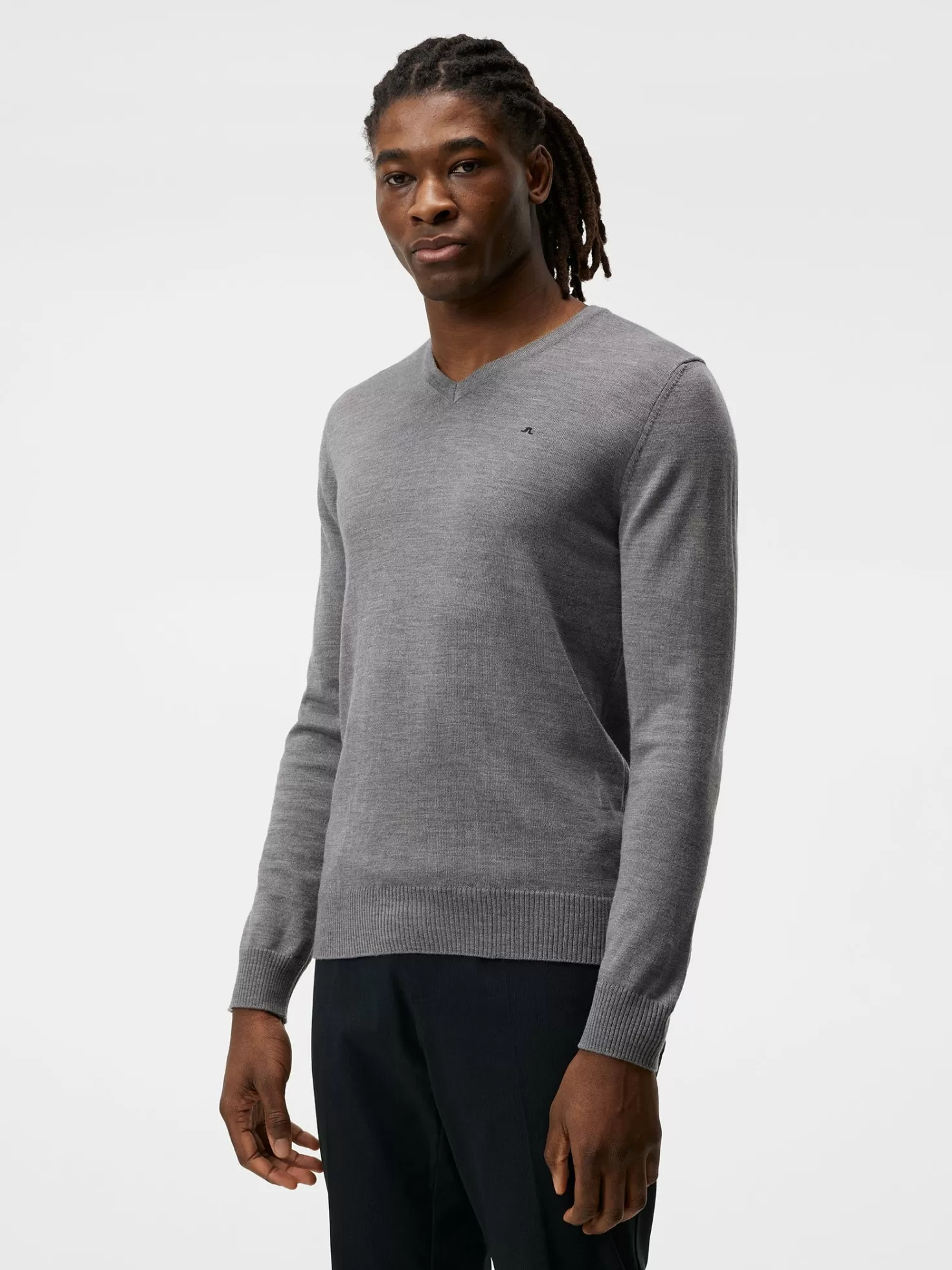 Stickat<J.Lindeberg Lymann Merino V-Neck Sweater Navy