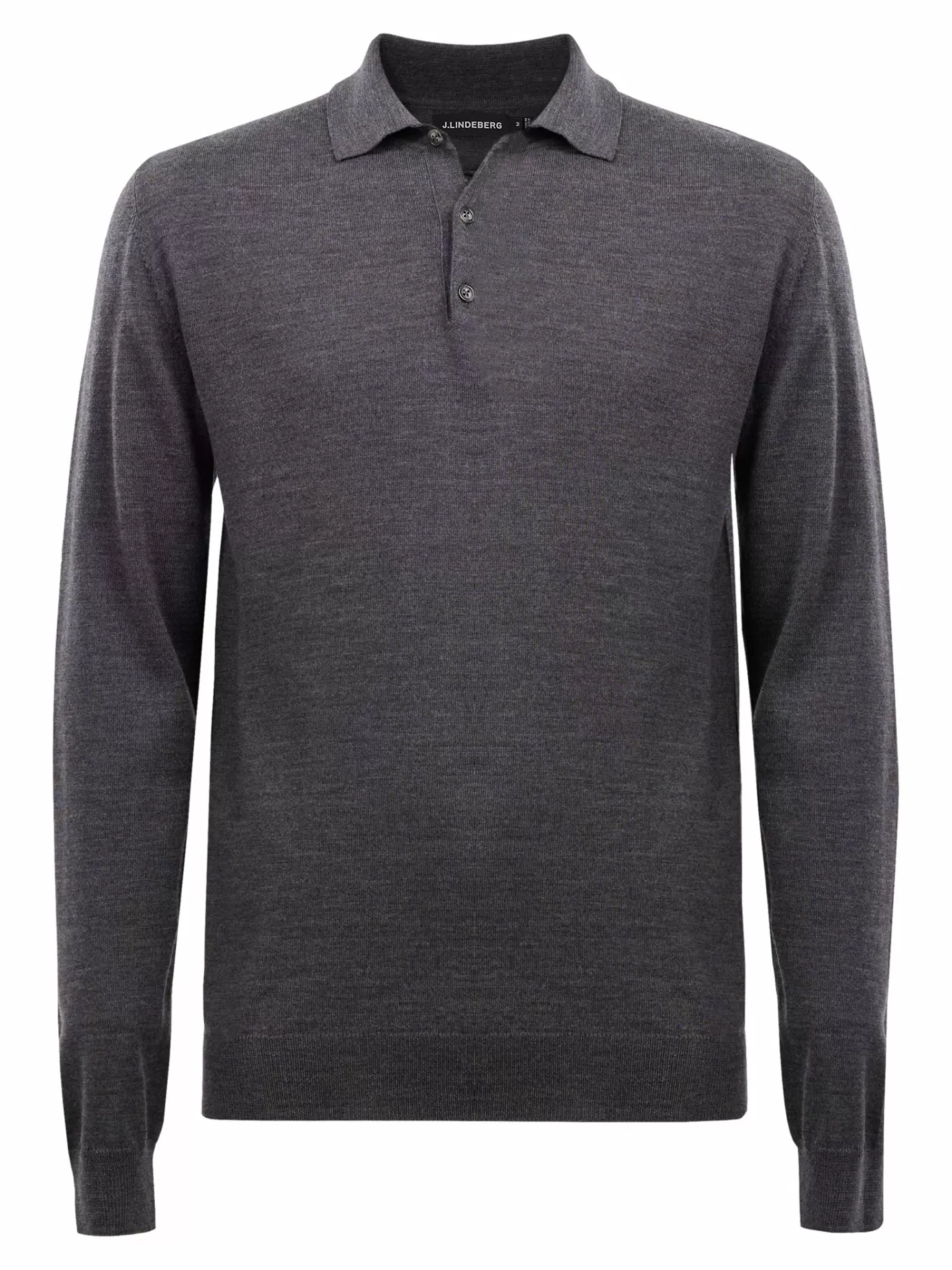 Stickat<J.Lindeberg Noel Light Merino Polo Shirt Dark Grey Melange