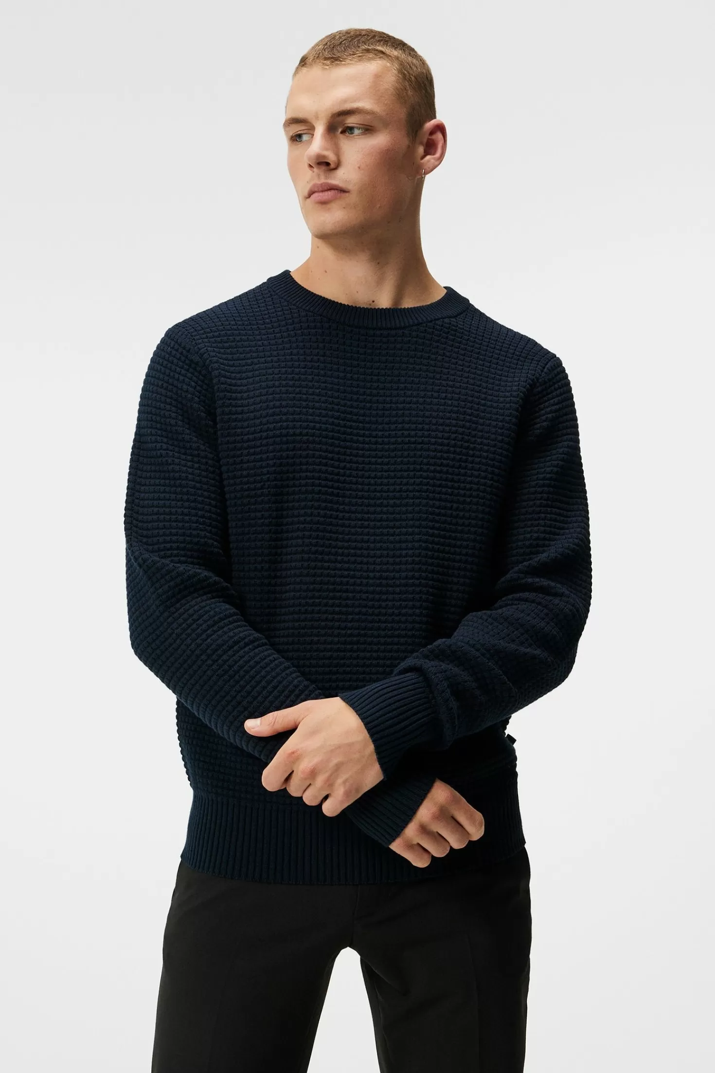 Stickat<J.Lindeberg Oliver Structure Sweater Jl Navy