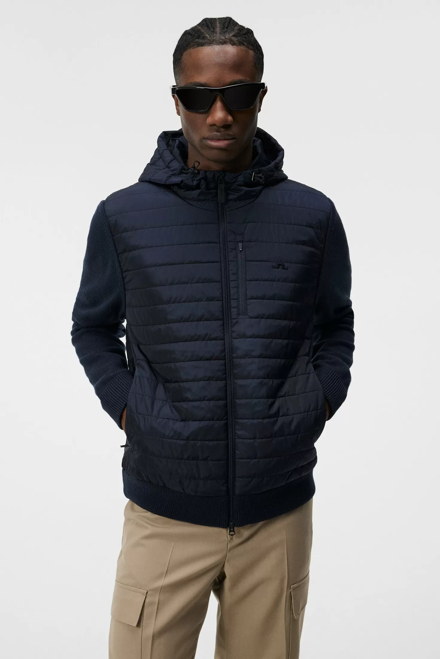 Jackor | Hoodies<J.Lindeberg Pierre Knitted Hybrid Jacket Jl Navy