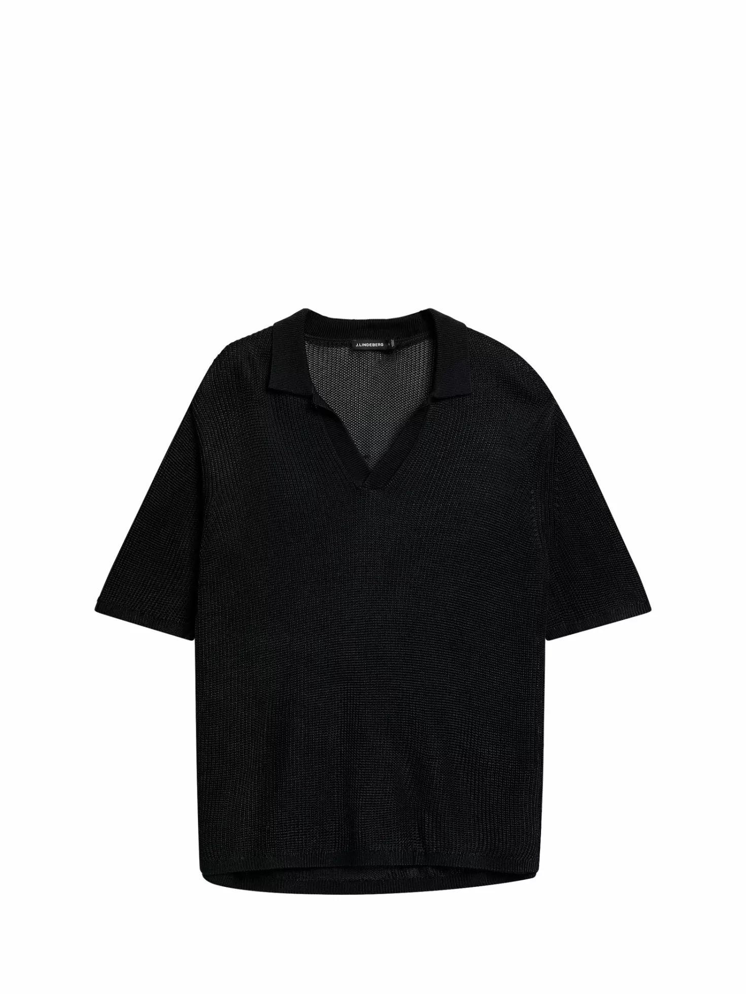 Stickat<J.Lindeberg Saul Open Collar Polo Black