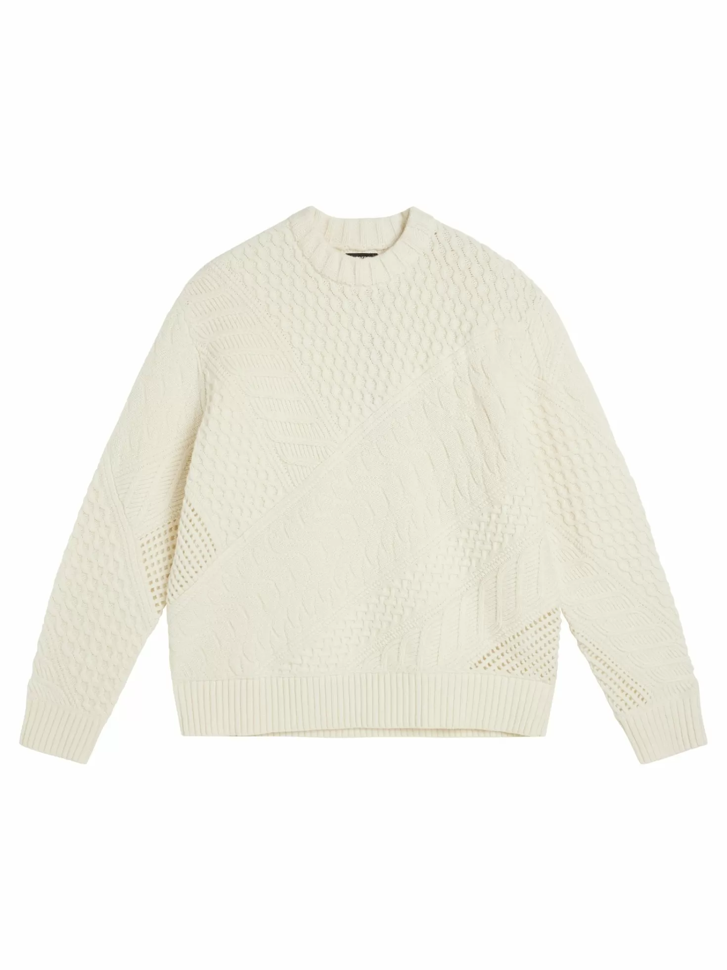 Stickat<J.Lindeberg Savio Cable Knit Mock Neck Cloud White