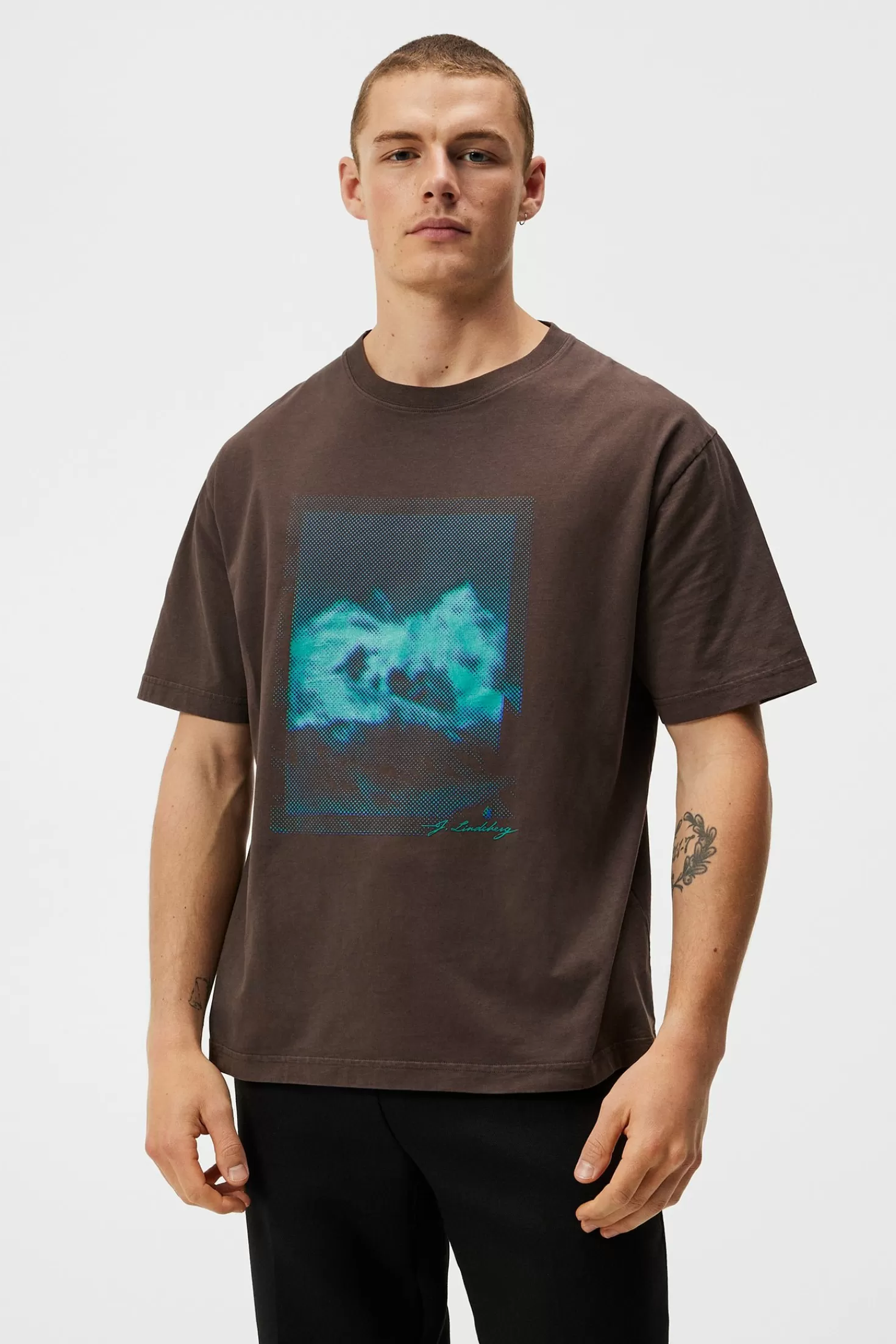 T-shirts<J.Lindeberg Walsh Boxy Print Tee Oyster Gray