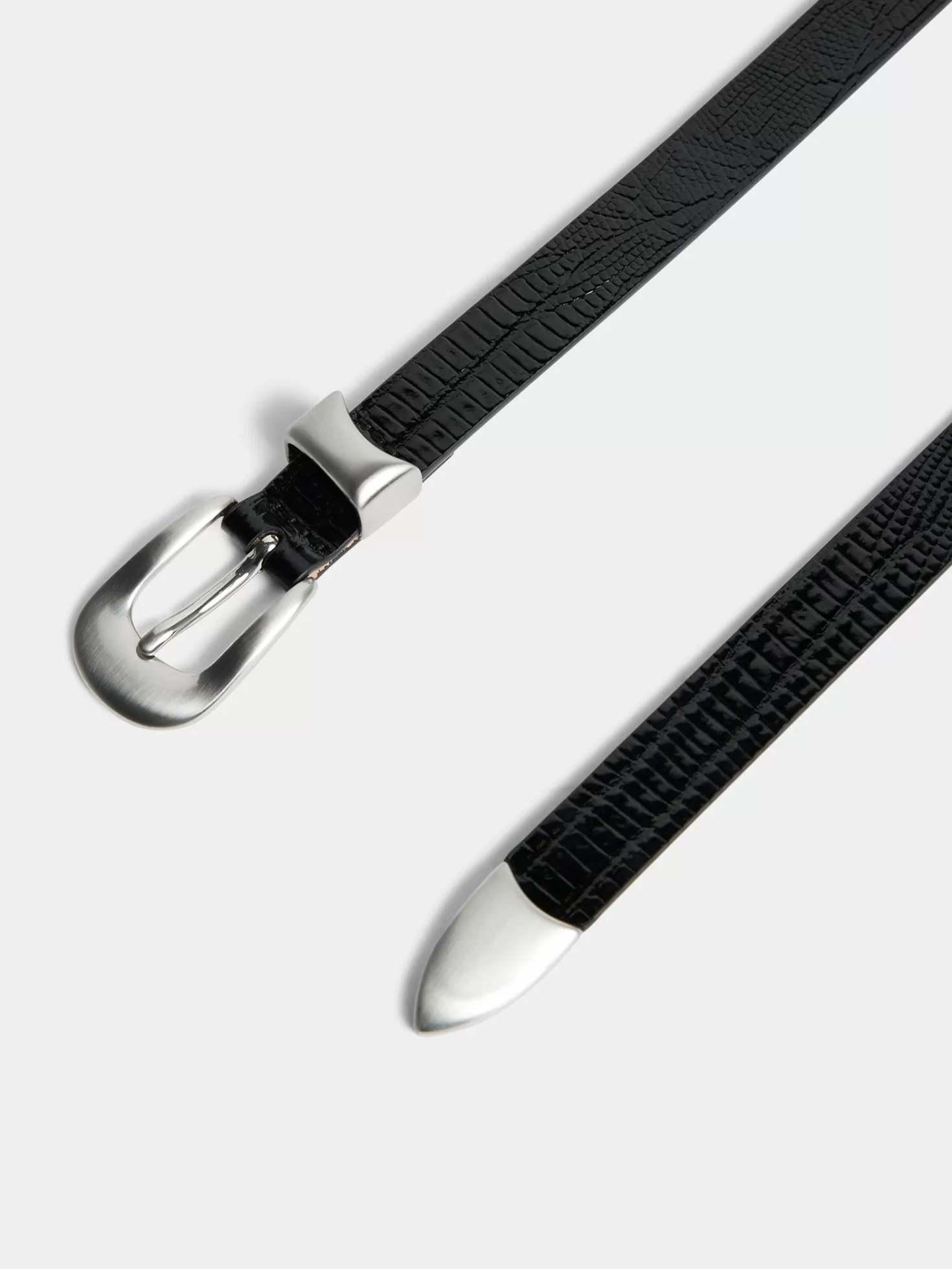 Bälten<J.Lindeberg Western Leather Lizard Belt Black